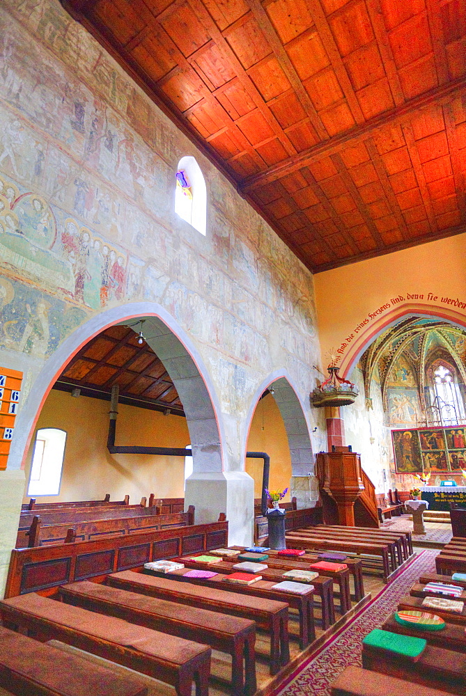 Interior, Malancrav Fortified Church, 14th century, Malancrav, Sibiu County, Romania, Europe