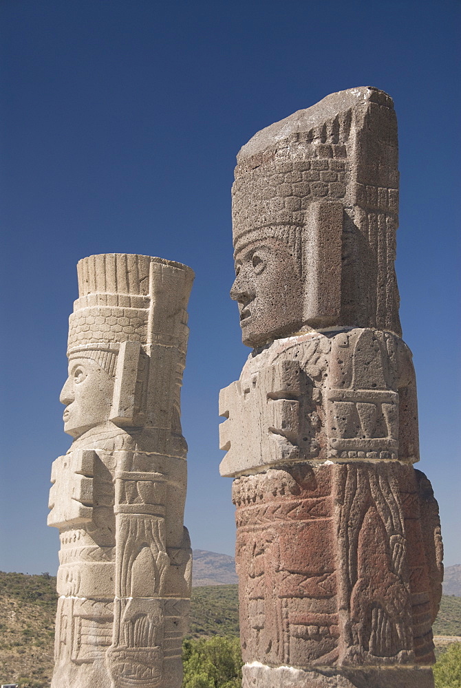 Atlantes warrior statues, Temple of Quetzalcoatl, Tula, the probable capital of Toltec civilization, Archaeological Zone, Tula de Allende, Hidalgo, Mexico, North America