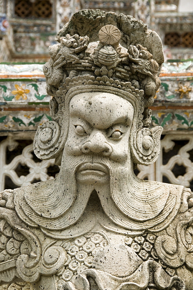 Detail of statue at Wat Arun (Temple of the Dawn), Bangkok, Thailand, Southeast Asia, Asia