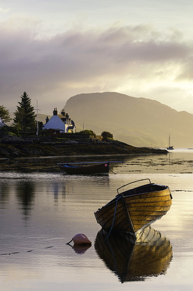 Dawn view of Plockton and Loch Carron near the Kyle of Lochalsh in the Scottish Highlands, Scotland, United Kingdom, Europe