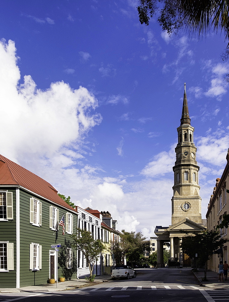 View towards St. Philip's Episcopal Church on Church Street, Charleston, South Carolina, United States of America, North America