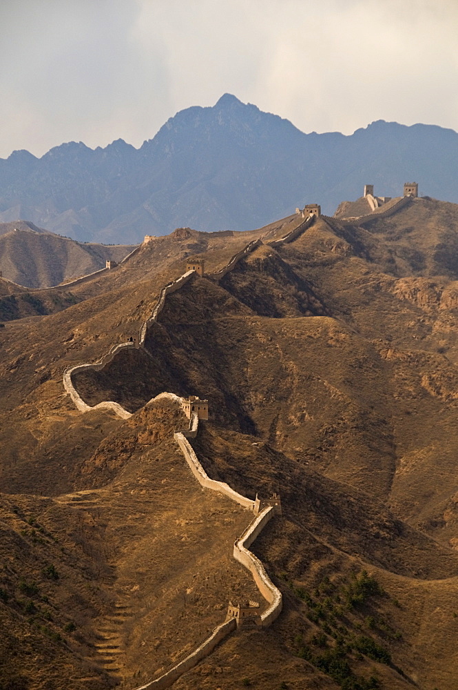 View of a section of the Great Wall, UNESCO World Heritage Site, between Jinshanling and Simatai near Beijing, China, Asia