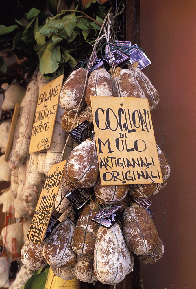 Delicatessen shop, Norcia, Umbria, Italy, Europe