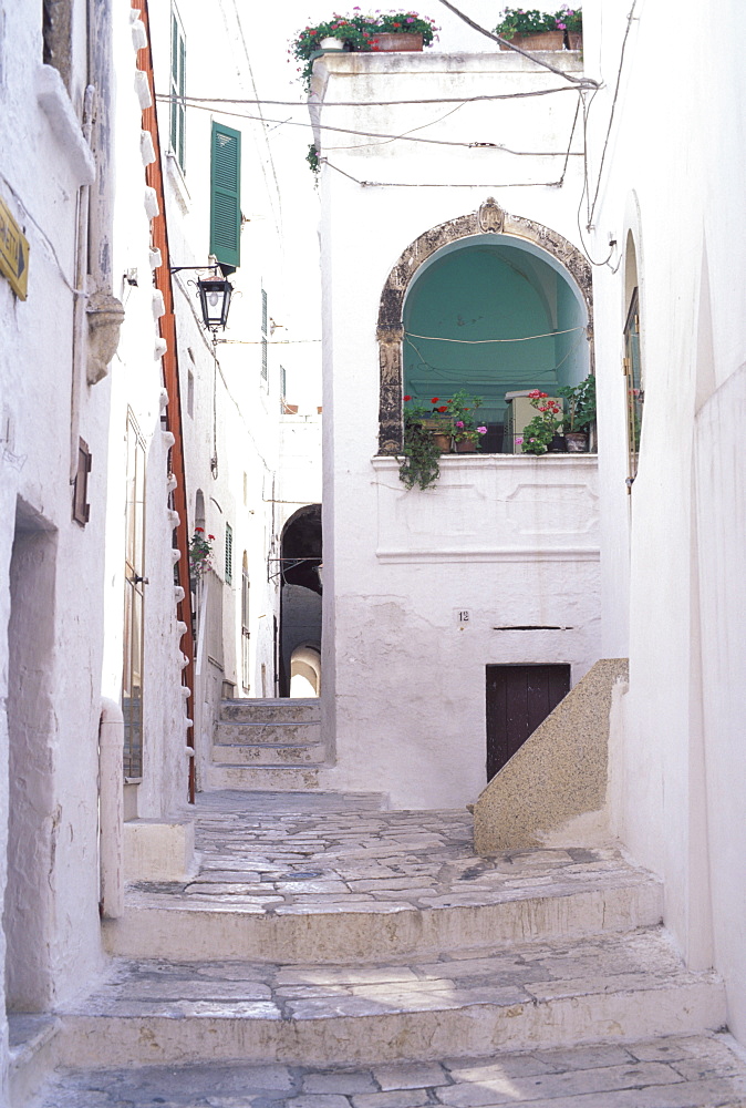 Typical street, Ostuni, Puglia, Italy, Europe