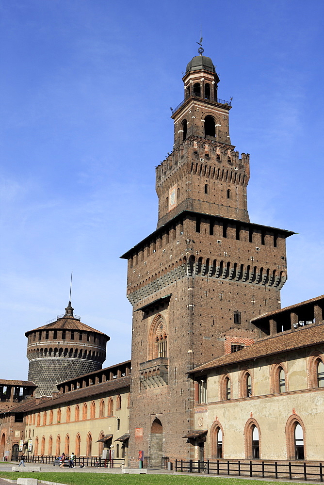 The Sforza's Castle (Castello Sforzesco), Milan, Lombardy, Italy, Europe  