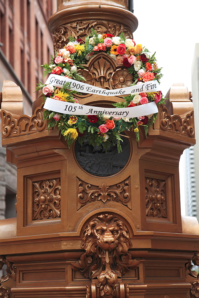 Lotta's fountain, historic landmark, served as a meeting point during the 1906 earthquake, San Francisco, California, United States of America, North America