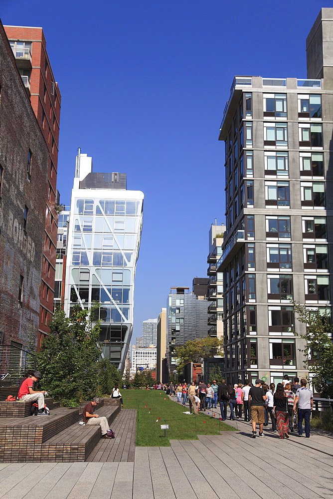 High Line Park, elevated public park on former rail tracks, Manhattan, New York City, United States of America, North America