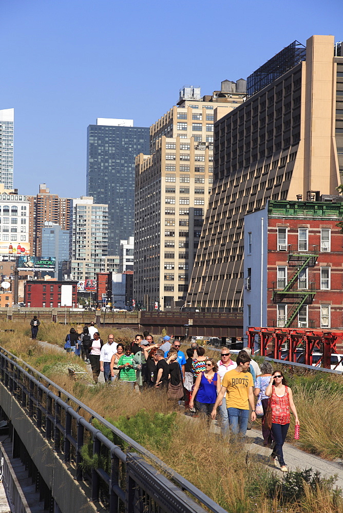 High Line Park, elevated public park on former rail tracks, Manhattan, New York City, United States of America, North America