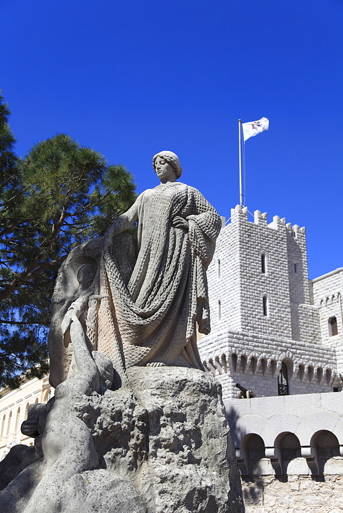 Princes of Grimaldi Palace (Royal Palace), Le Rocher (The Rock), Monaco, Cote d'Azur, Mediterranean, Europe