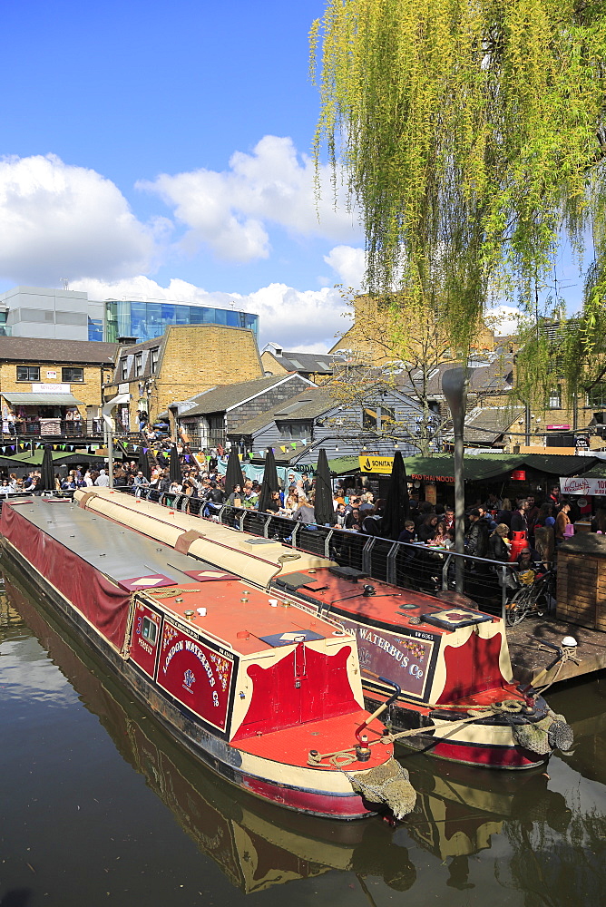 Camden Lock Market, Narrow Boats, Camden, London, England, United Kingdom, Europe