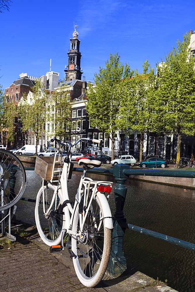 Bicycles by the canal, Amsterdam, Netherlands, Europe 