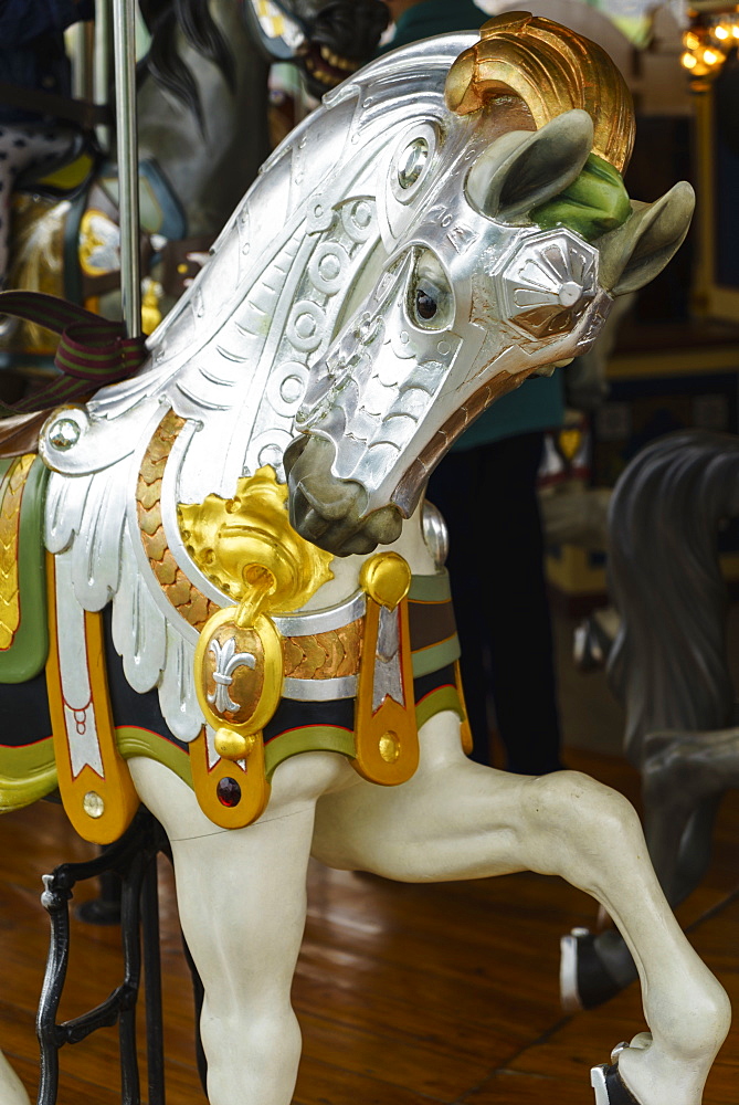 Jane's Carousel, a restored 1920s fairground carousel now located in Brooklyn Bridge Park, Brooklyn, New York, United States of America, North America