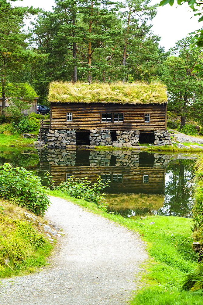 Sunnmore Museum, where over fifty traditional buildings have been relocated at the site of the old Borgundkaupangen trading centre, Alesund, More og Romsdal, Norway, Scandinavia, Europe