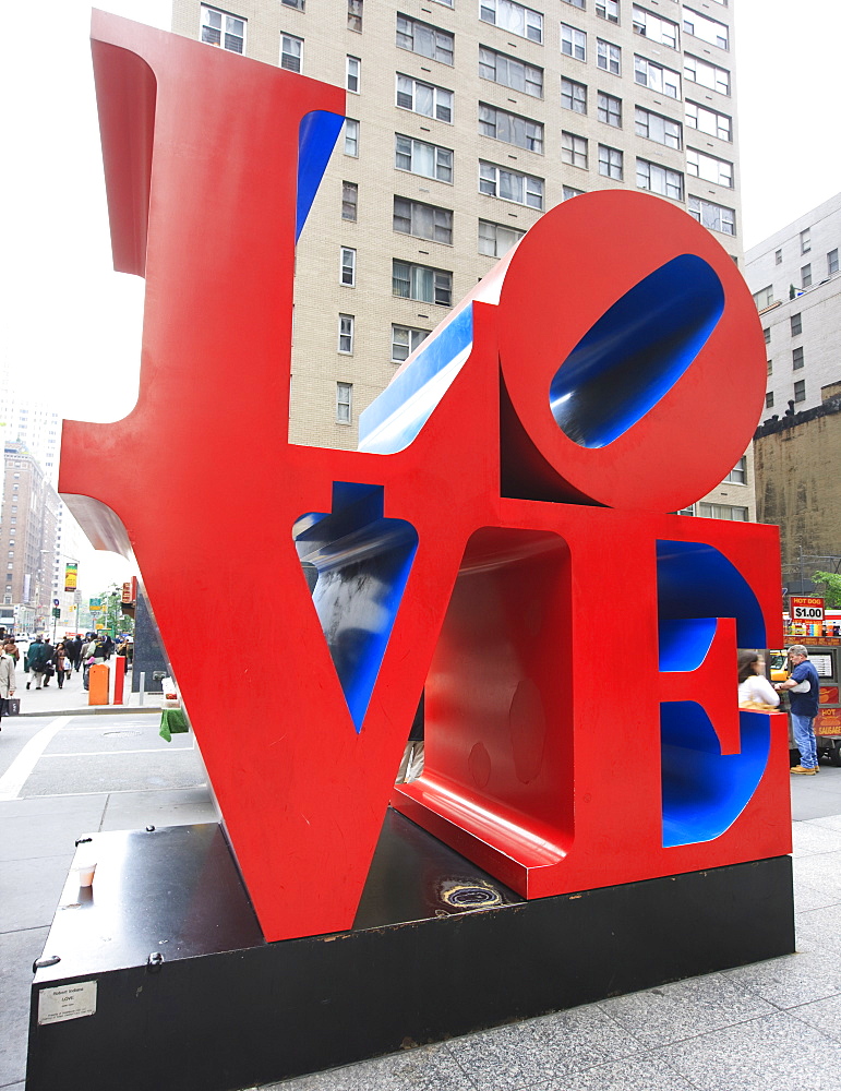 The pop art Love sculpture by Robert Indiana, Sixth Avenue, Manhattan, New York City, New York, United States of America, North America