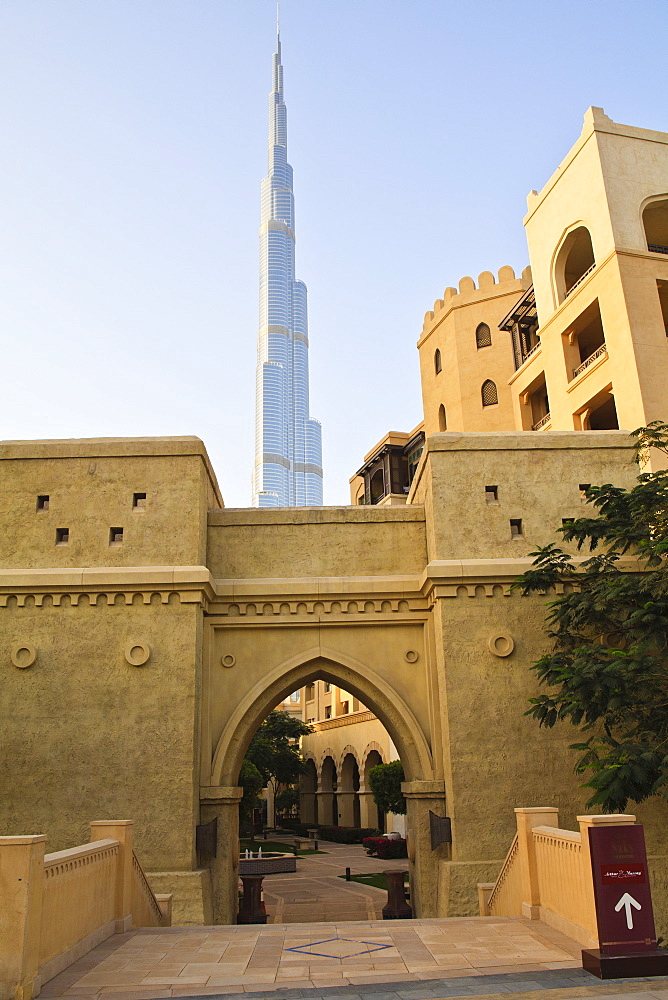 Downtown district with the Burj Khalifa and Palace Hotel, Dubai, United Arab Emirates, Middle East