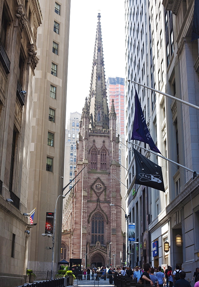 Trinity Church, Broadway and Wall Street, New York City, New York, United States of America, North America