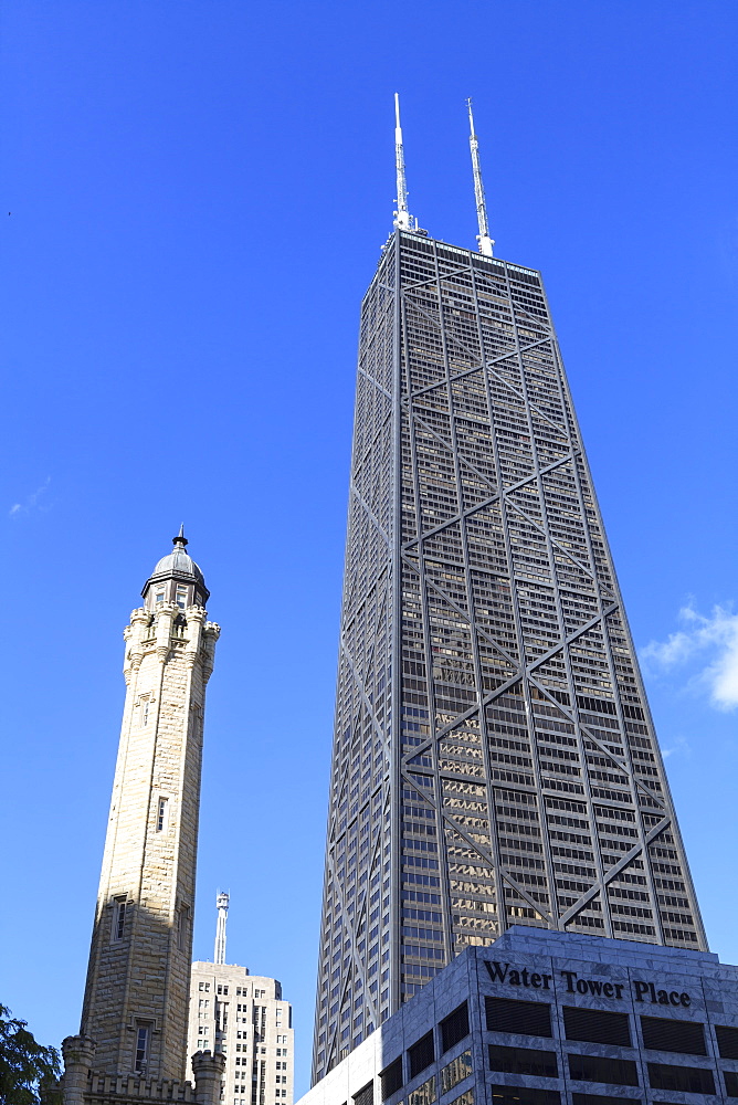 Chicago Water Tower and Hancock Center, Chicago, Illinois, United States of America, North America