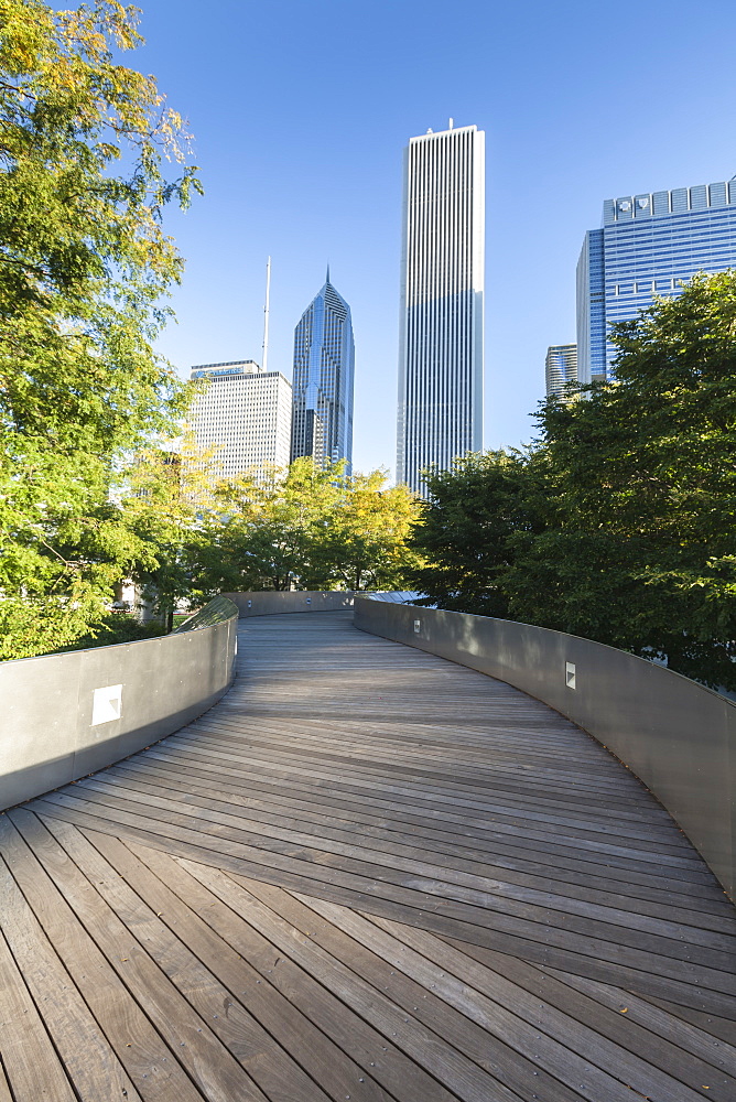 The BP Pedestrian Bridge designed by Frank Gehry, Grant Park, Chicago, Illinois, United States of America, North America