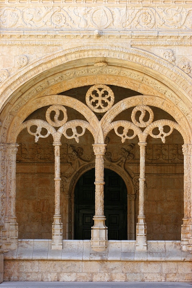 Jeronimos monastery cloister, Lisbon, Portugal, Europe