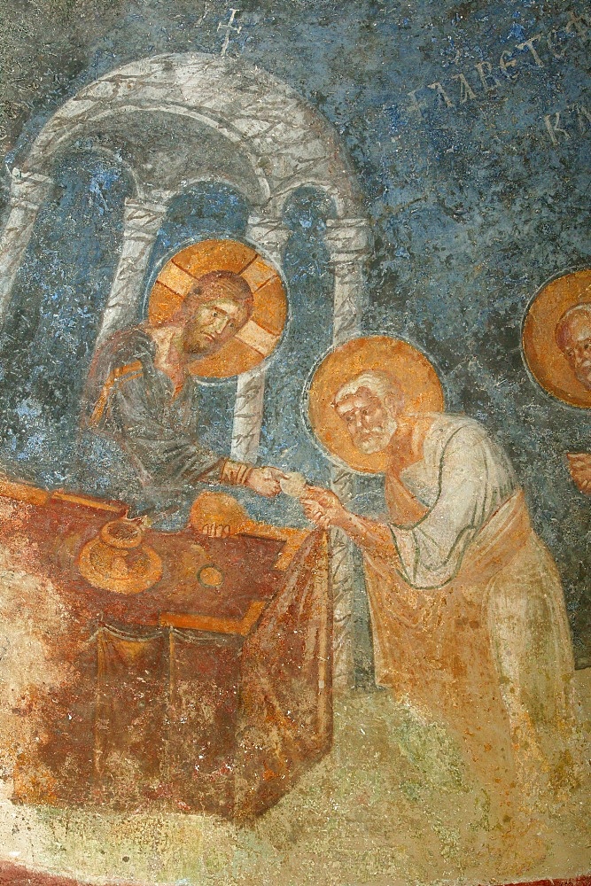 St. Nicholas church fresco of Jesus with apostle, Myra, Anatolia, Turkey, Asia Minor, Eurasia