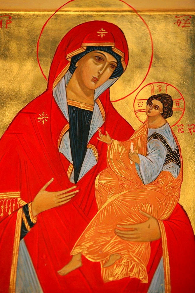 Orthodox icon of Mary and Jesus, Paris, France, Europe