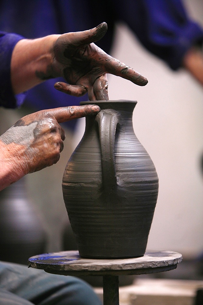 Pottery workshop at Sainte-Marie de la Pierre qui Vire Catholic abbey, Saint Leger Vauban, Yonne, France, Europe