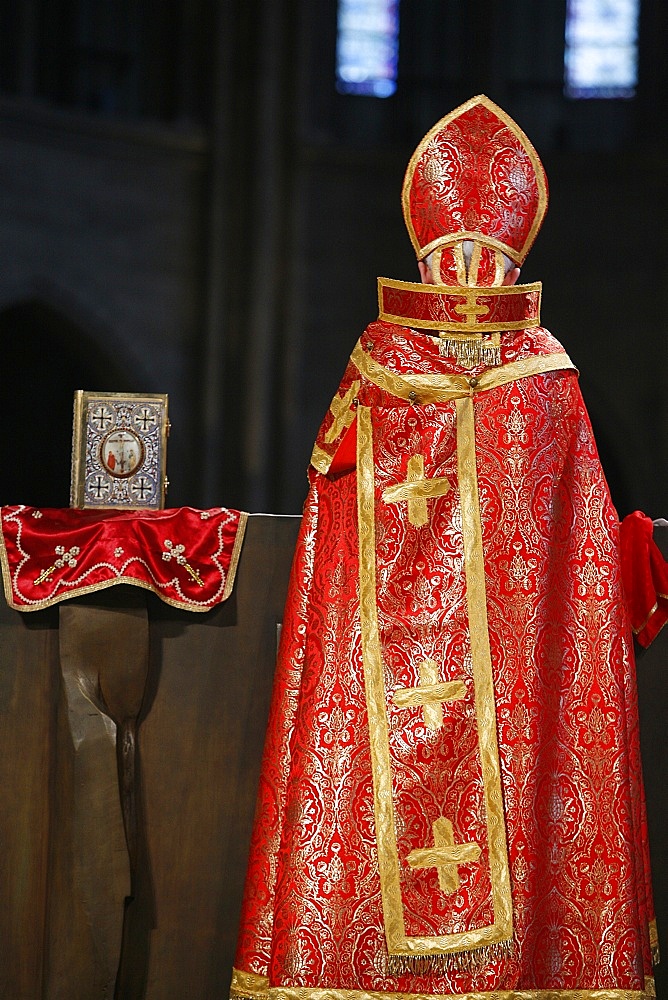 Bishop Gregoire Ghabroyan at Armenian Catholic celebration in Paris cathedral, Paris, France, Europe