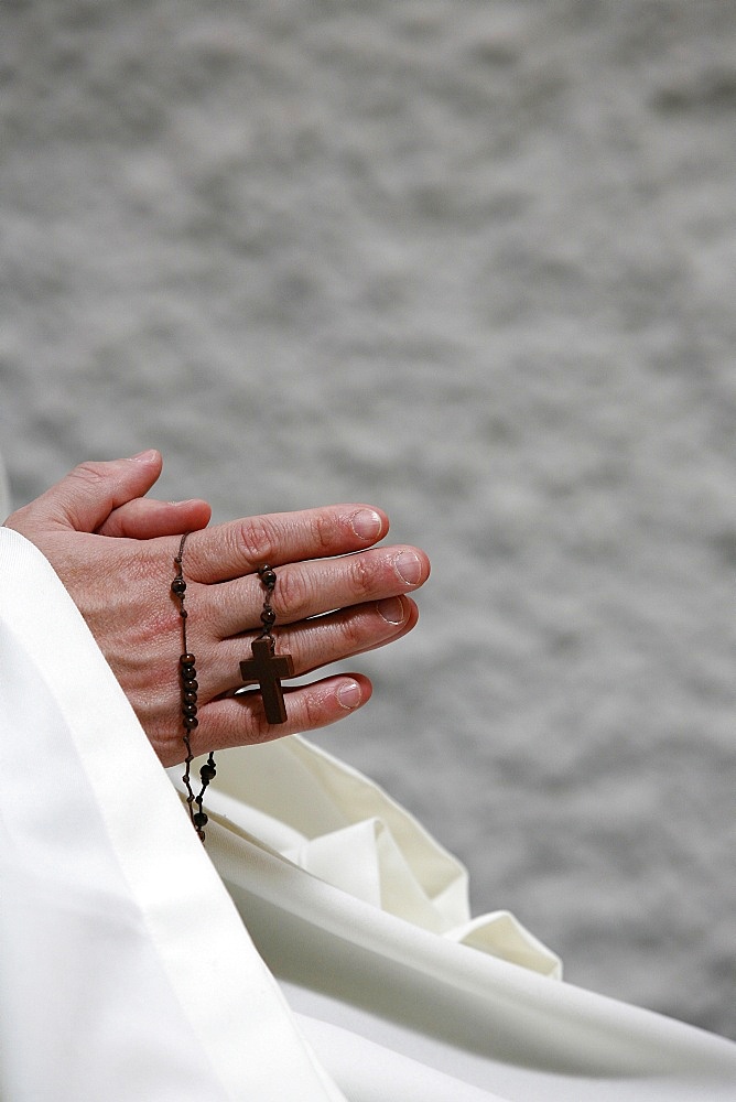 Monk praying, Evian, Haute Savoie, France, Europe