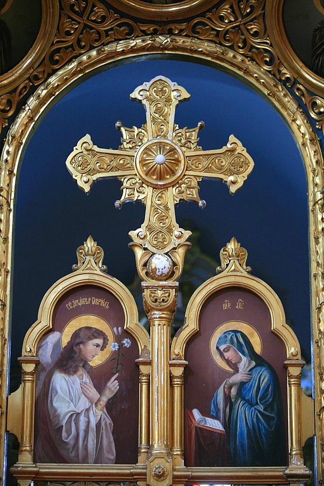 Iconostasis in Aghios Andreas monastery church on Mount Athos, Greece, Europe