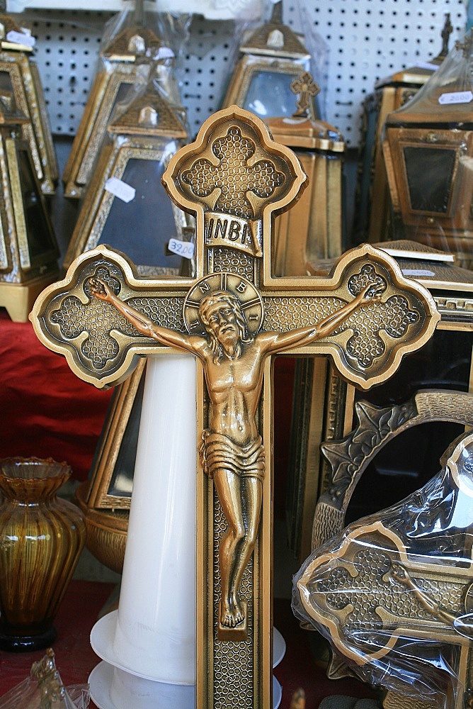 Religious objects for sale, Thessaloniki, Macedonia, Greece, Europe