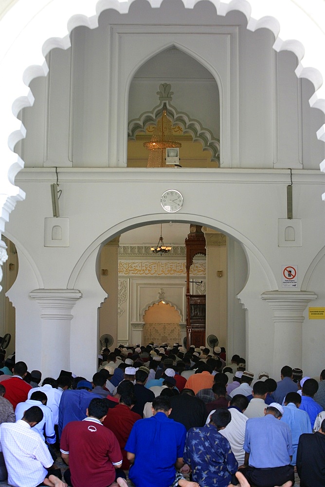 Friday prayers, Kapitan Kling Mosque, Penang, Malaysia, Southeast Asia