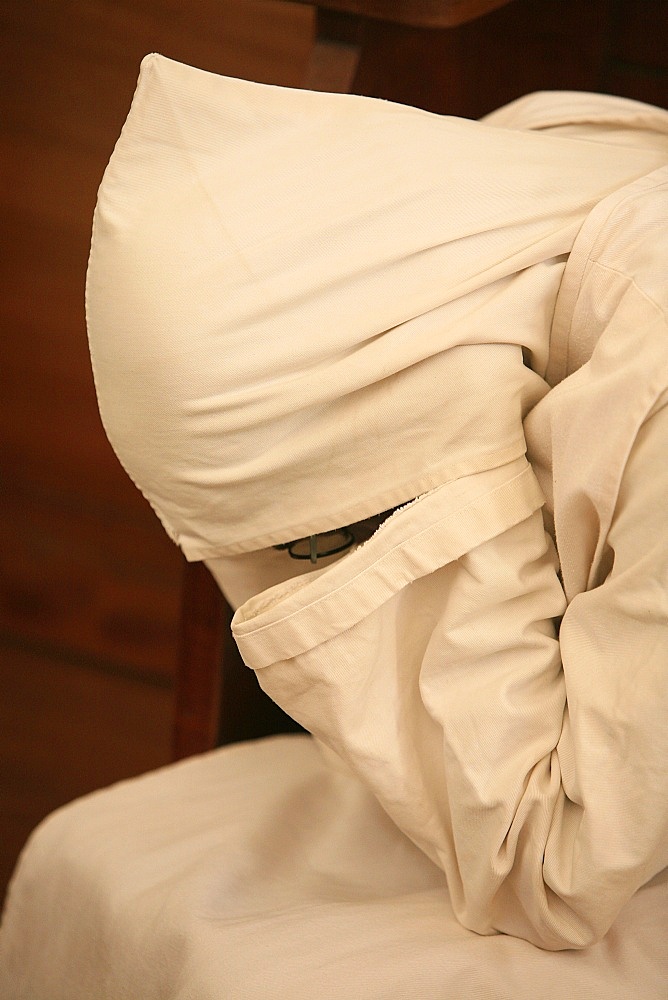 Praying monk in Keur Moussa Benedictine abbey, Keur Moussa, Senegal, West Africa, Africa