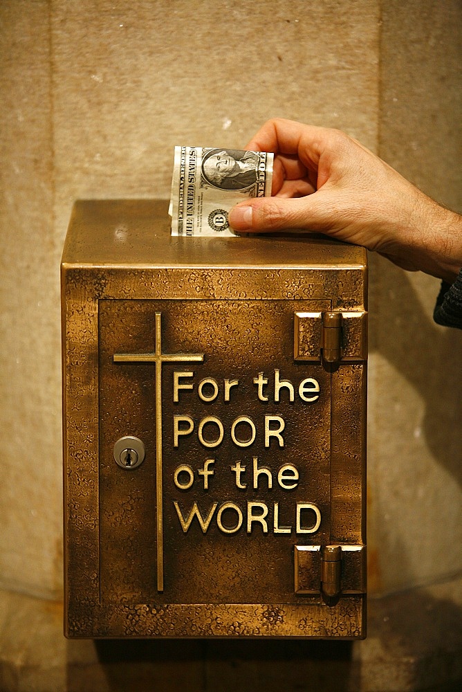 Collecting box, St. Patrick's Cathedral, New York, United States of America, North America