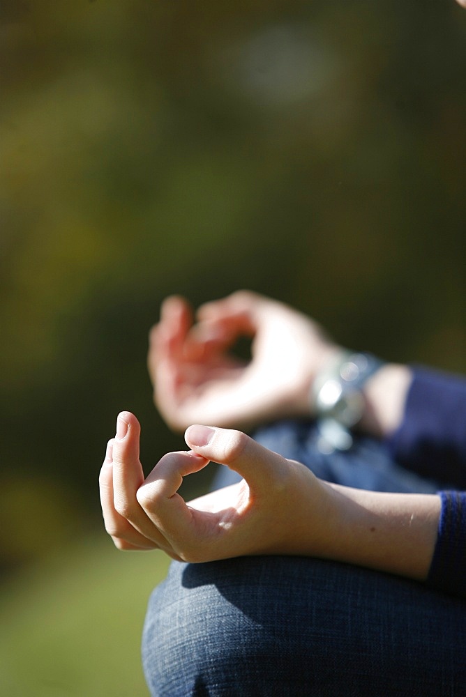 Close-up of hands during meditation