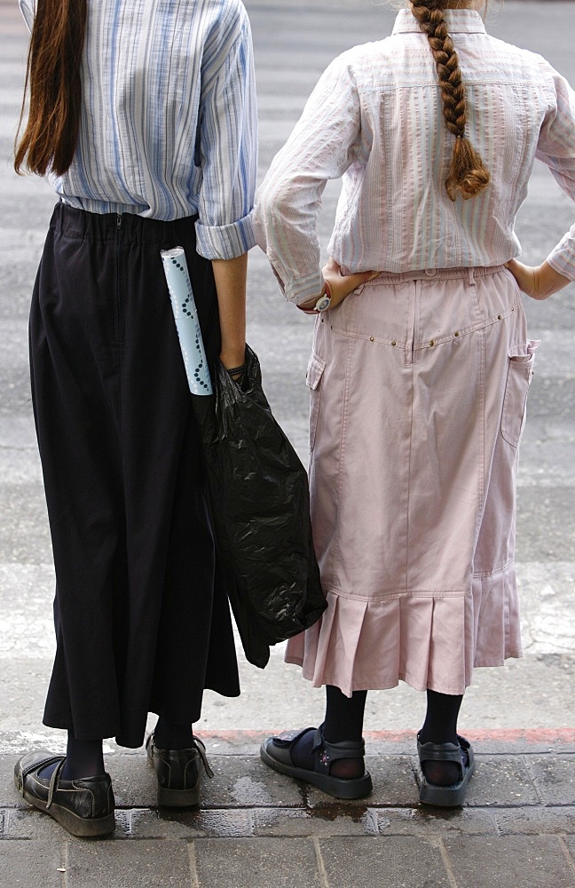 Orthodox Jewish girls in Bnei Brak, Israel, Middle East