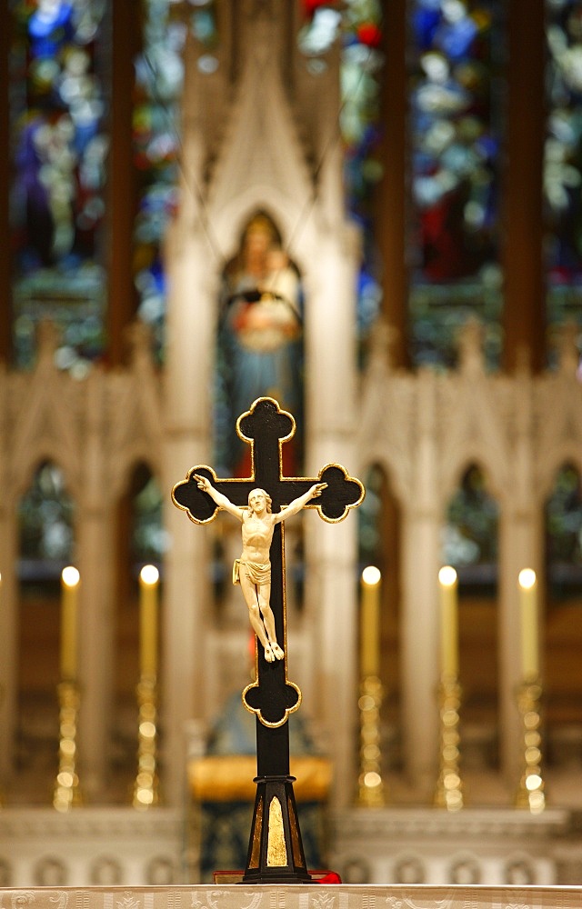 Crucifix and Our Lady, St. Mary's Cathedral, Sydney, New South Wales, Australia, Pacific