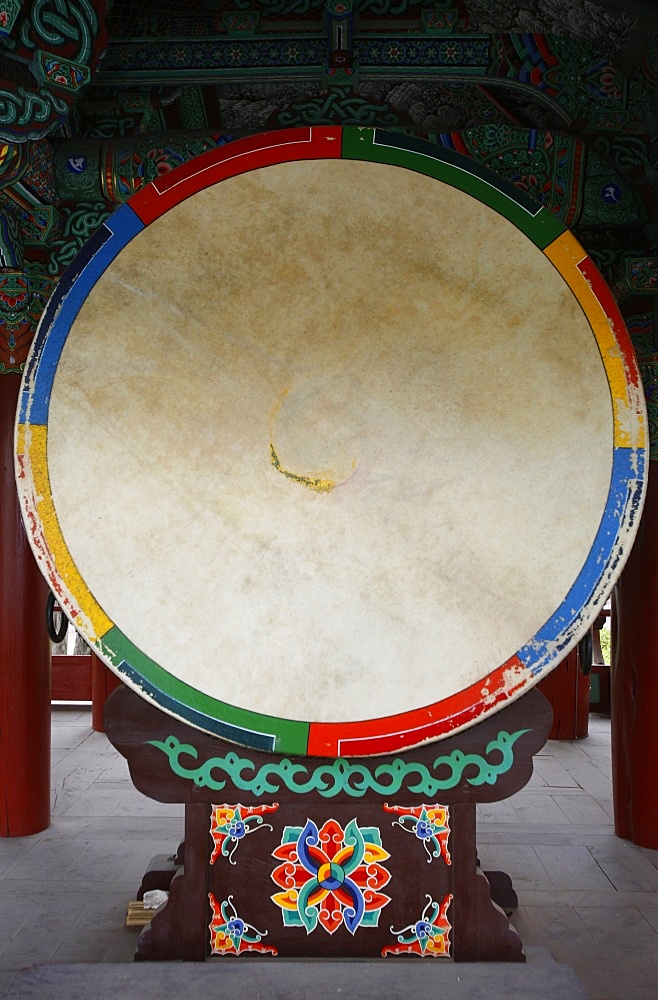 Buddhist temple drum, Seoul, South Korea, Asia