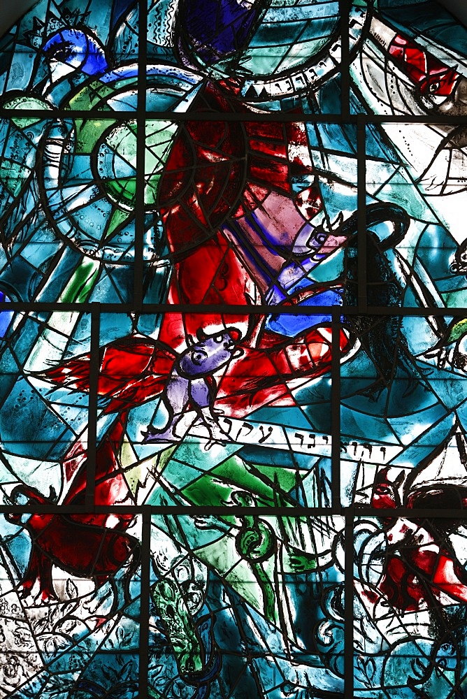 Stained glass window in the Synagogue of the Hadassah hospital showing the Tribes of Israel, the Gad, Ein Karem, Israel, Middle East