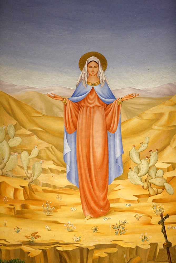 Painting of the Virgin Mary in the Holy Land in the Visitation church in Ein Kerem, Israel, Middle East