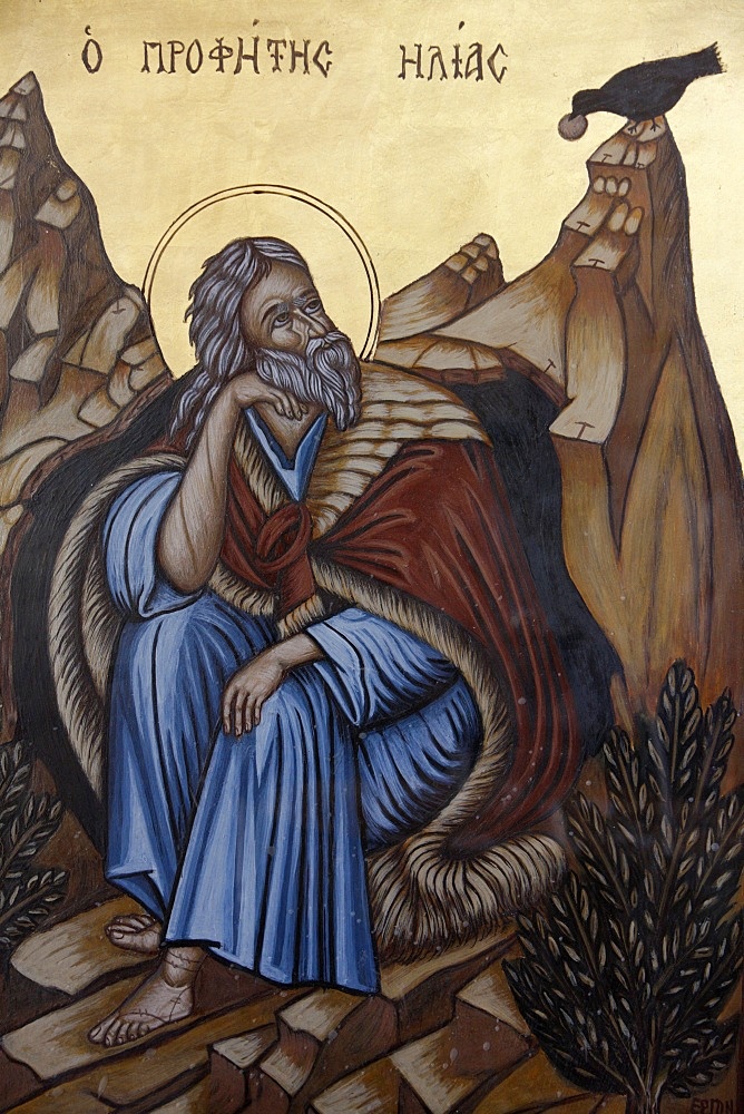 Icon of the Prophet Elias in Haifa Melkite Cathedral, Haifa, Israel, Middle East