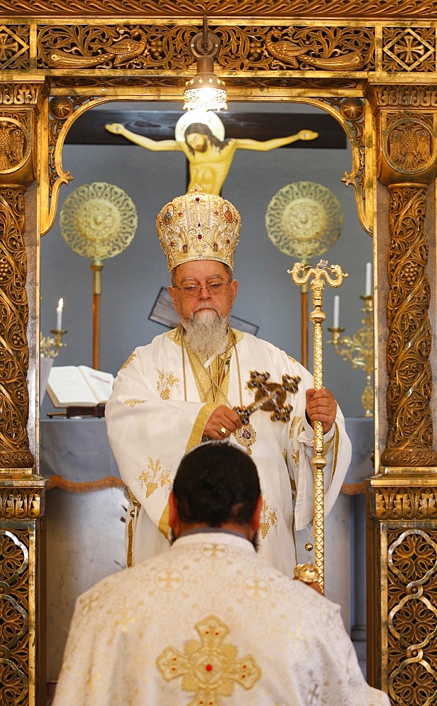 Sunday Mass celebrated by Bishop Elias Chacour, Haifa Melkite Cathedral, Haifa, Israel, Middle East