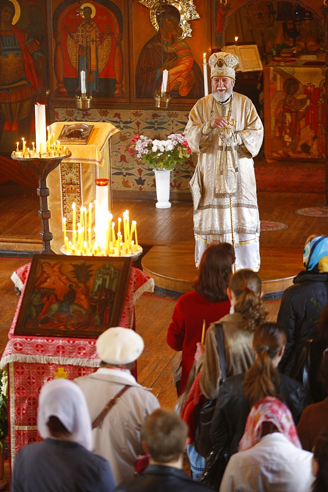 Palm Sunday celebration in Saint Serge Orthodox church, Paris, France, Europe