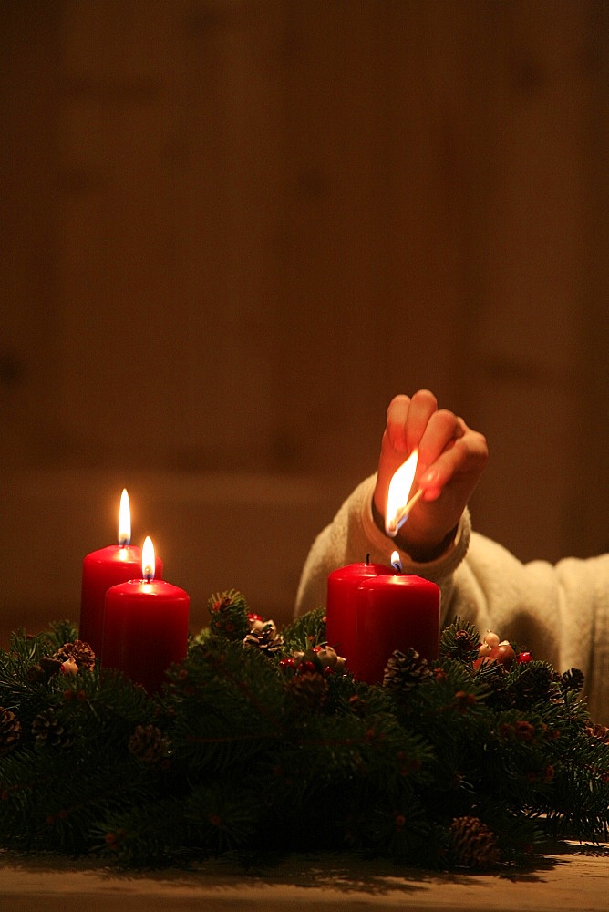 Advent candles, Haute Savoie, France, Europe