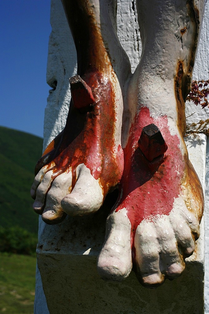 Ainhoa calvary detail, Ainhoa, Pyrenees Atlantiques, France, Europe