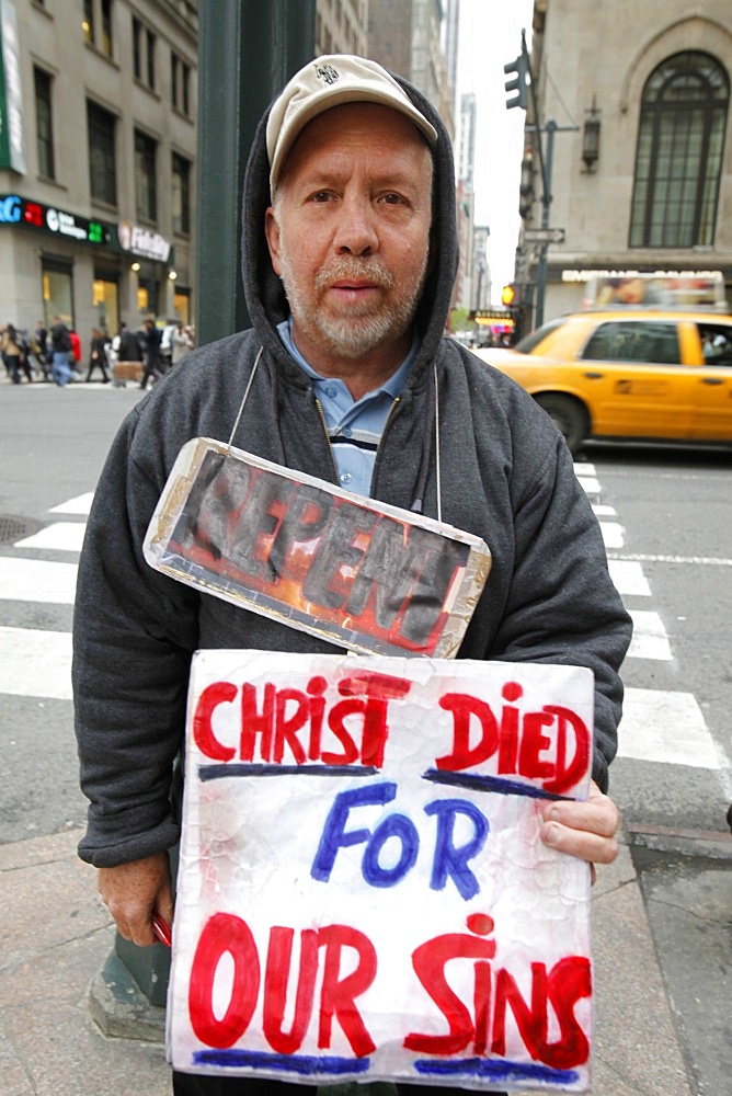 Street preacher, New York, United States of America, North America