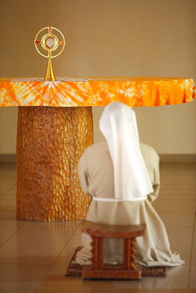 Holy Sacrament adoration at Akepe monastery, Akepe, Togo, West Africa, Africa