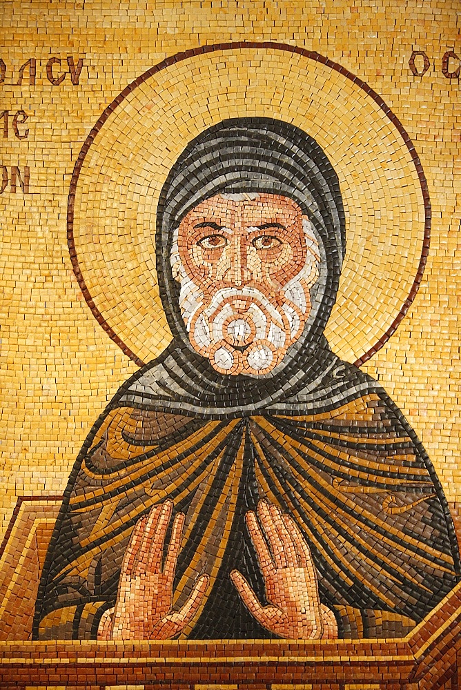 Greek Orthodox icon depicting St. Simeon, St. George's Orthodox church, Madaba, Jordan, Middle East