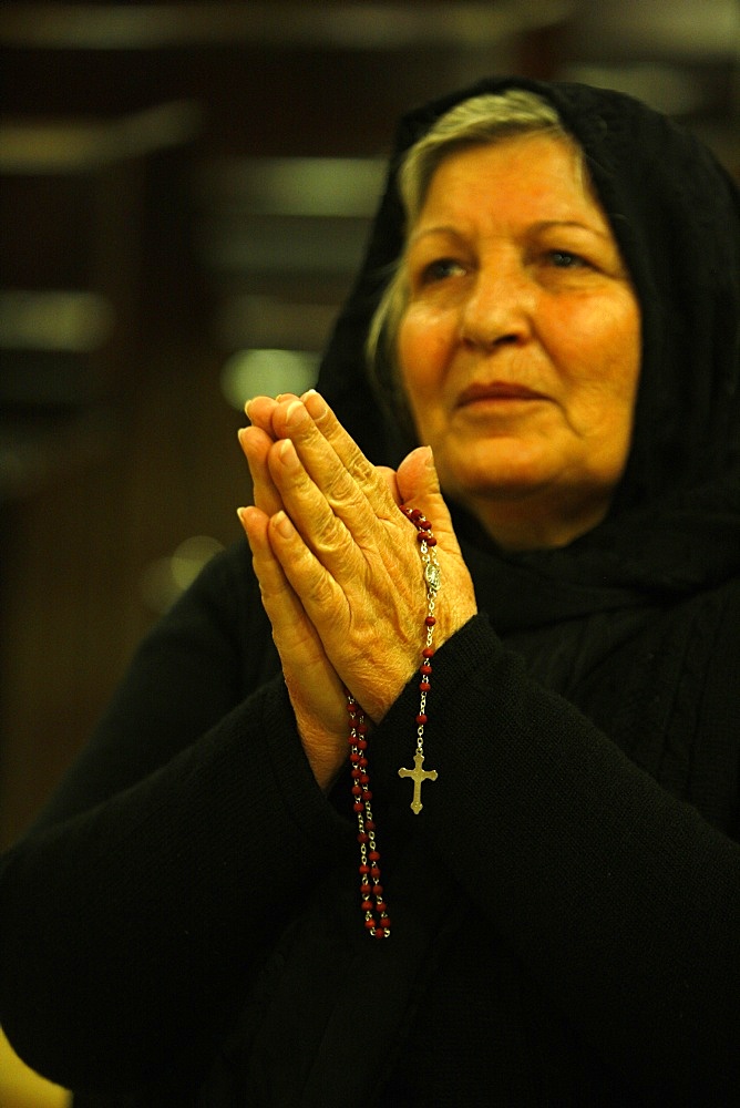 Chaldean Christian in Misdar Latin church, Amman, Jordan, Middle East