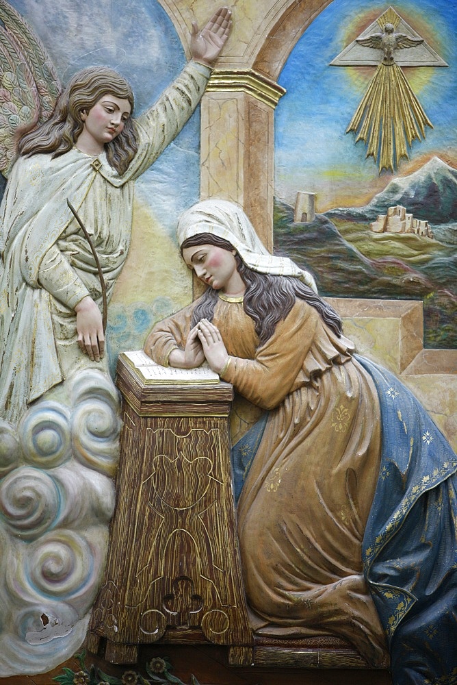 Annunciation sculpture in St. Mary of Nazareth church, Sweifieh, Amman, Jordan, Middle East