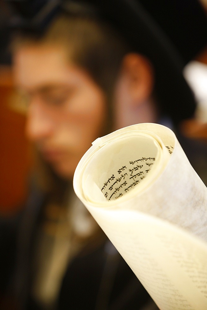 Purim celebration in the Belz Synagogue, Jerusalem, Middle East